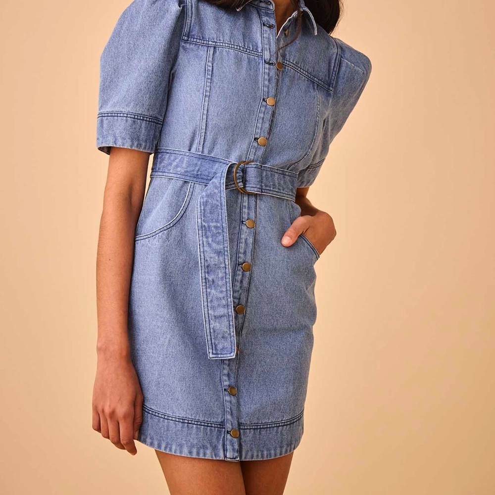 Hunter Bell- Denim Button-Up Dress